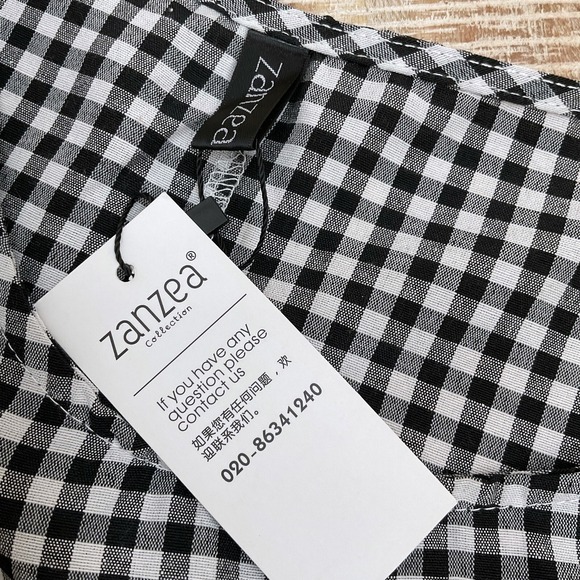 Zanzea Dress Womens XL Black White Gingham Check Short Sleeve Maxi Long NWT - Picture 9 of 10